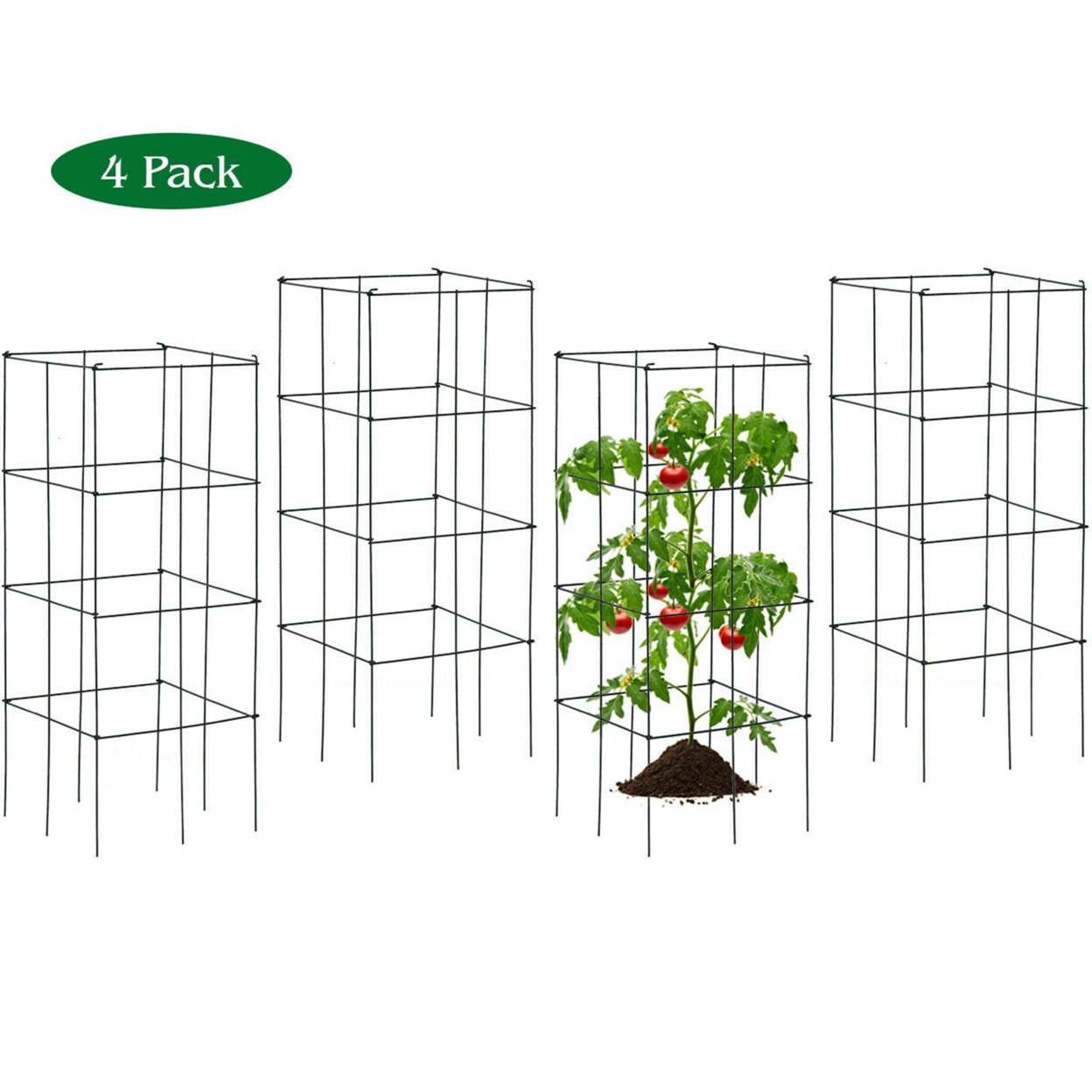 4 Pack Tomato Cages Garden Cages Stakes Plant Trellis 16 X 16 X 39