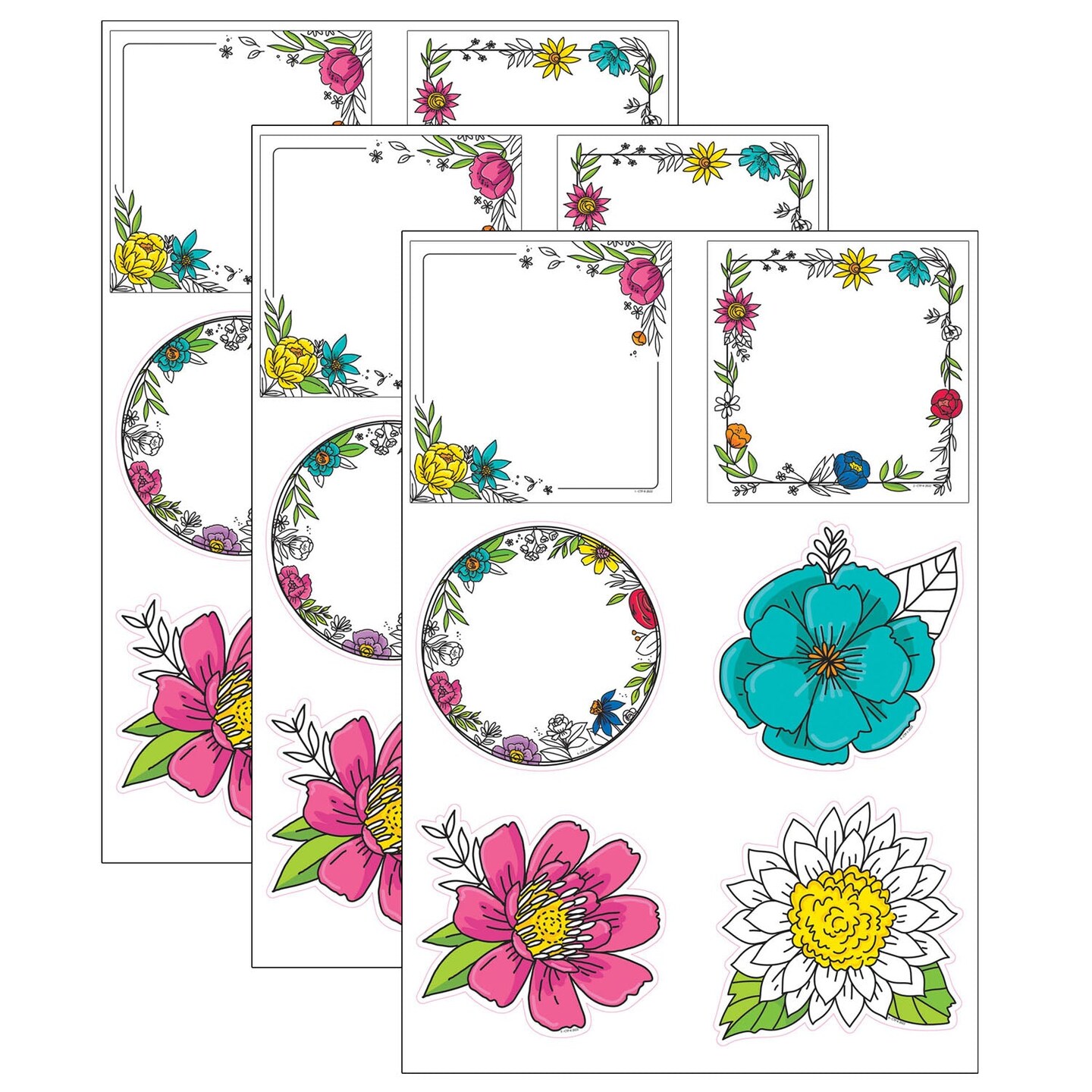 Bright Blooms Doodly Blooms 6&#x22; Designer Cut-Outs, 36 Per Pack, 3 Packs