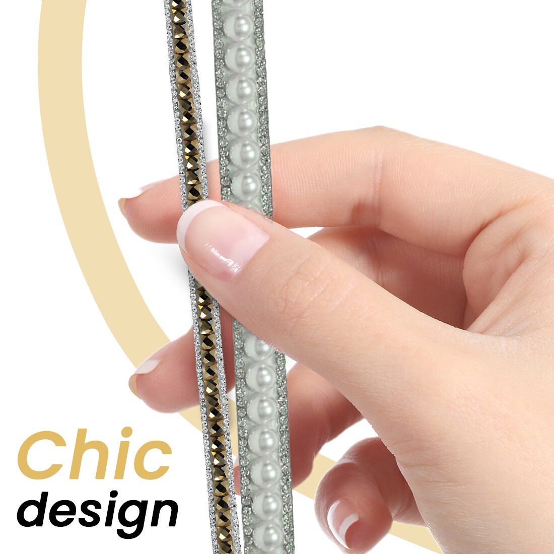1/2&#x22; Hot Fix Pearl Rhinestone Banding Trim