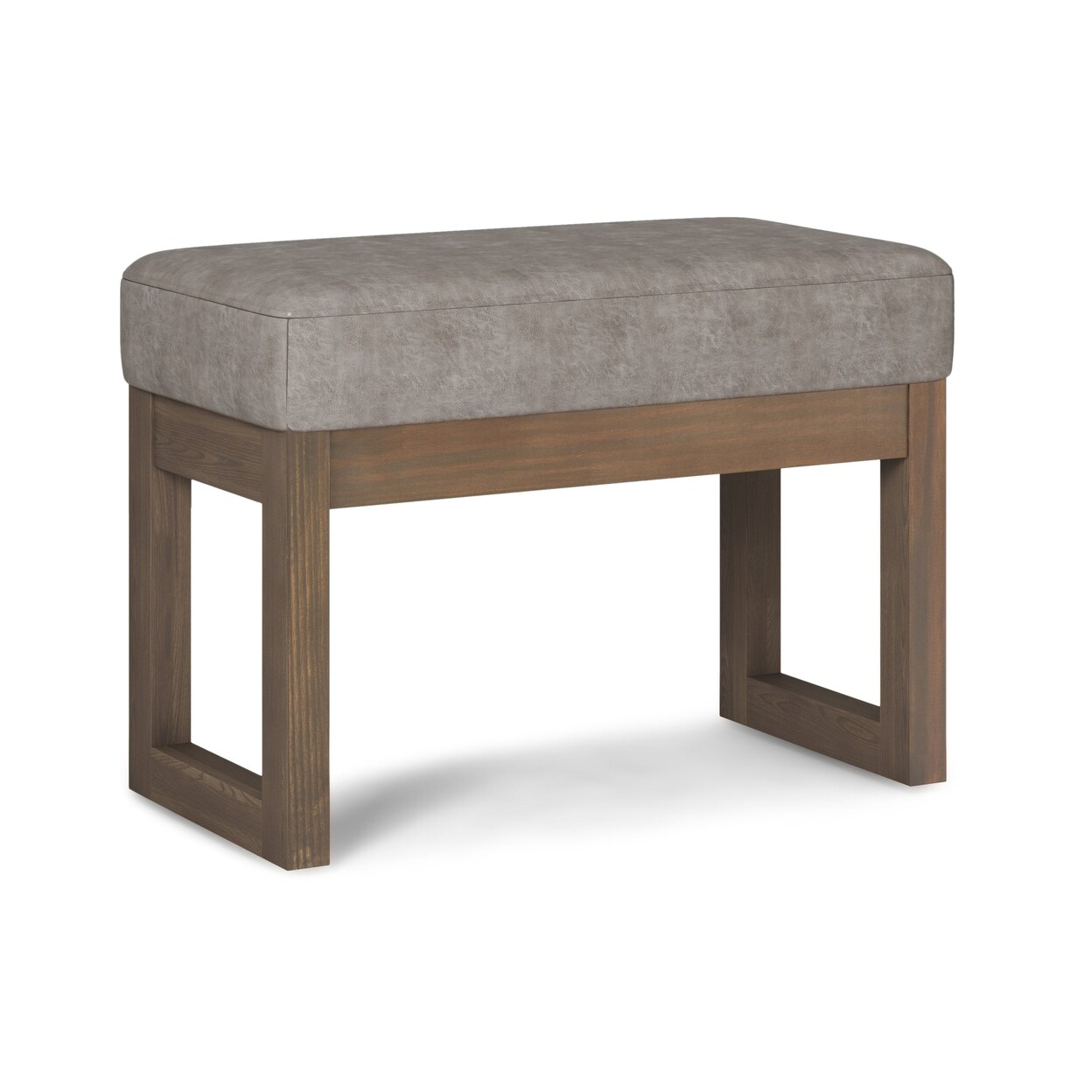 Simpli Home Milltown Small Ottoman Bench in Distressed Vegan Leather