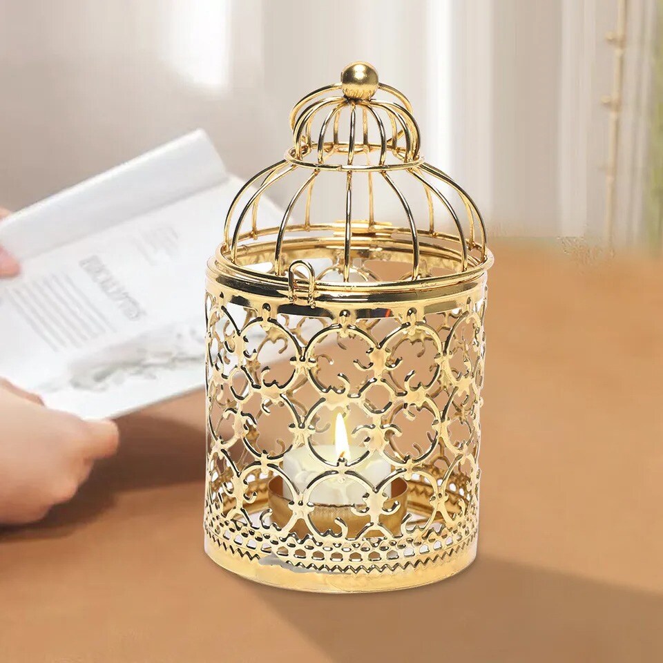 Metal Tealight Hanging Birdcage Lantern Candle Holder Vintage Home Decor