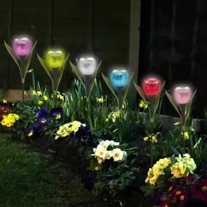6XPcs Outdoor Solar Powered LED Tulip Flower Lights Garden Lawn Decor Lamp