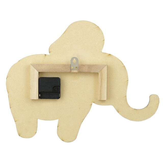 Sterling &#x26; Noble Indoor Light Wood Elephant Shaped Analog Wall Clock