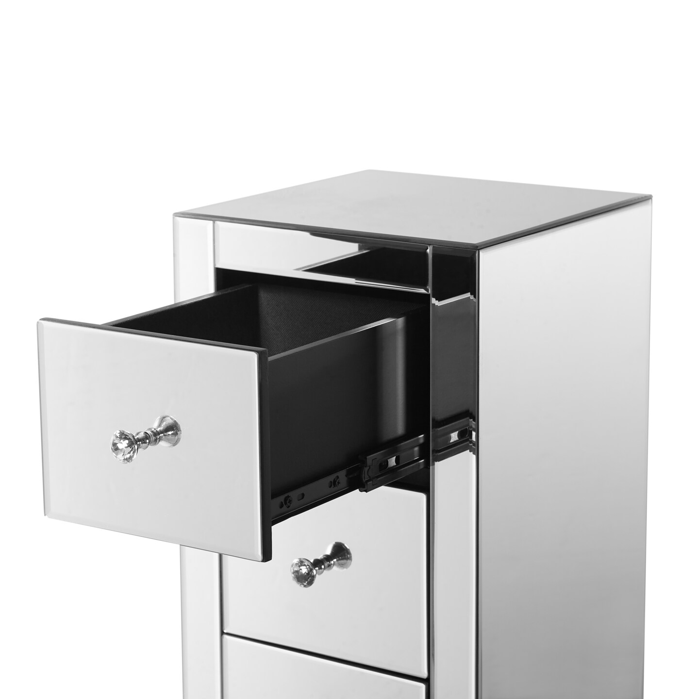 Mirrored Nightstand End Table with Drawers