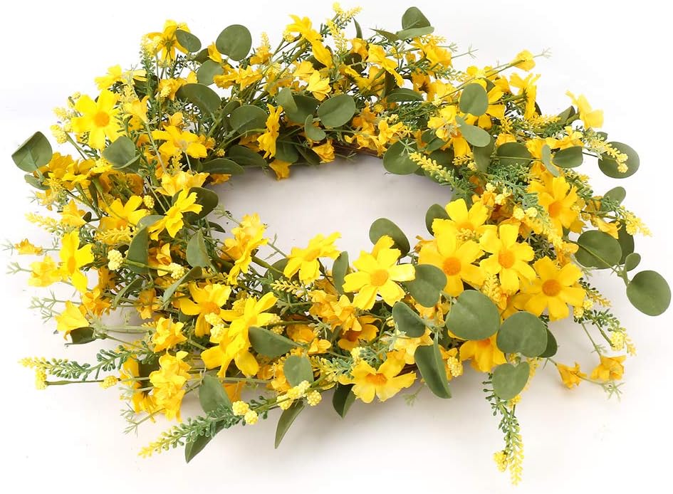 Artificial Spring Wreath 22 Inch Summer Wreaths for Front Door