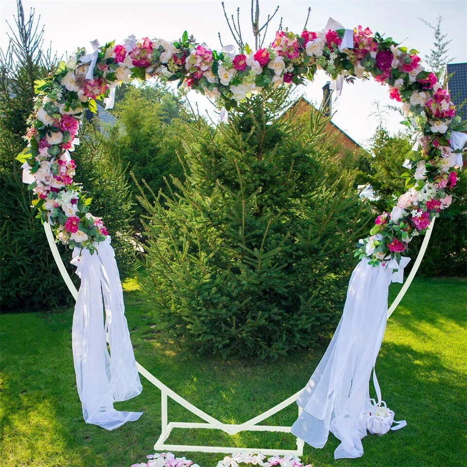 7.2FT Heart Shape Wedding Arch Stand Heavy Duty Metal Balloon Backdrop for Party