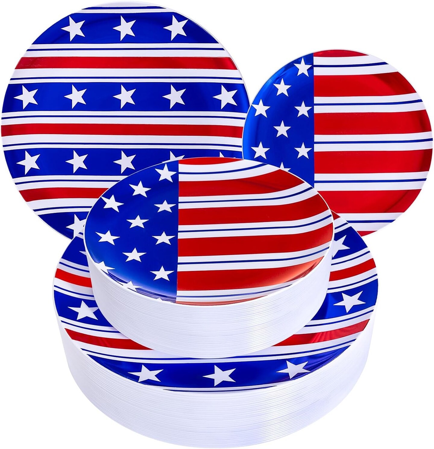 60-Pieces 4th of July American Flag Plastic Plates