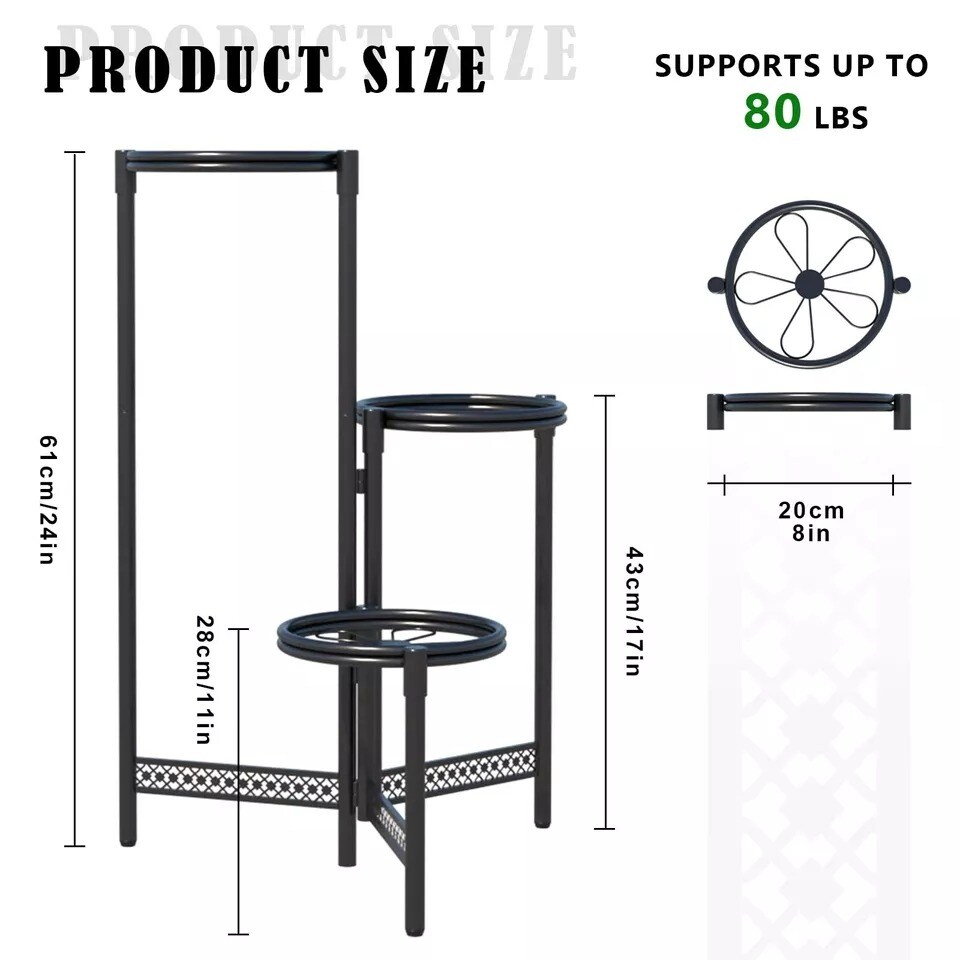 3 Tier Metal Plant Stand Shelf for Indoor Outdoor Plants Multiple