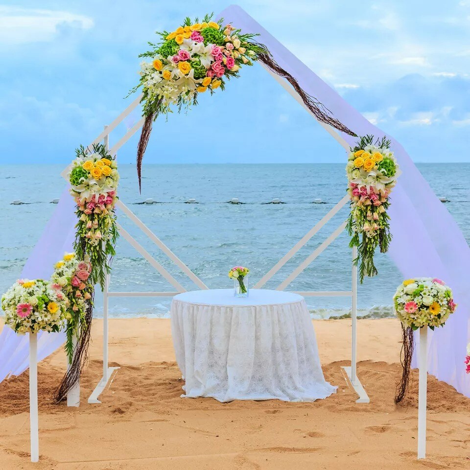 2M Geometric Wedding Arch Backdrop Stand Garden Party Flowers Art Plinths Holder
