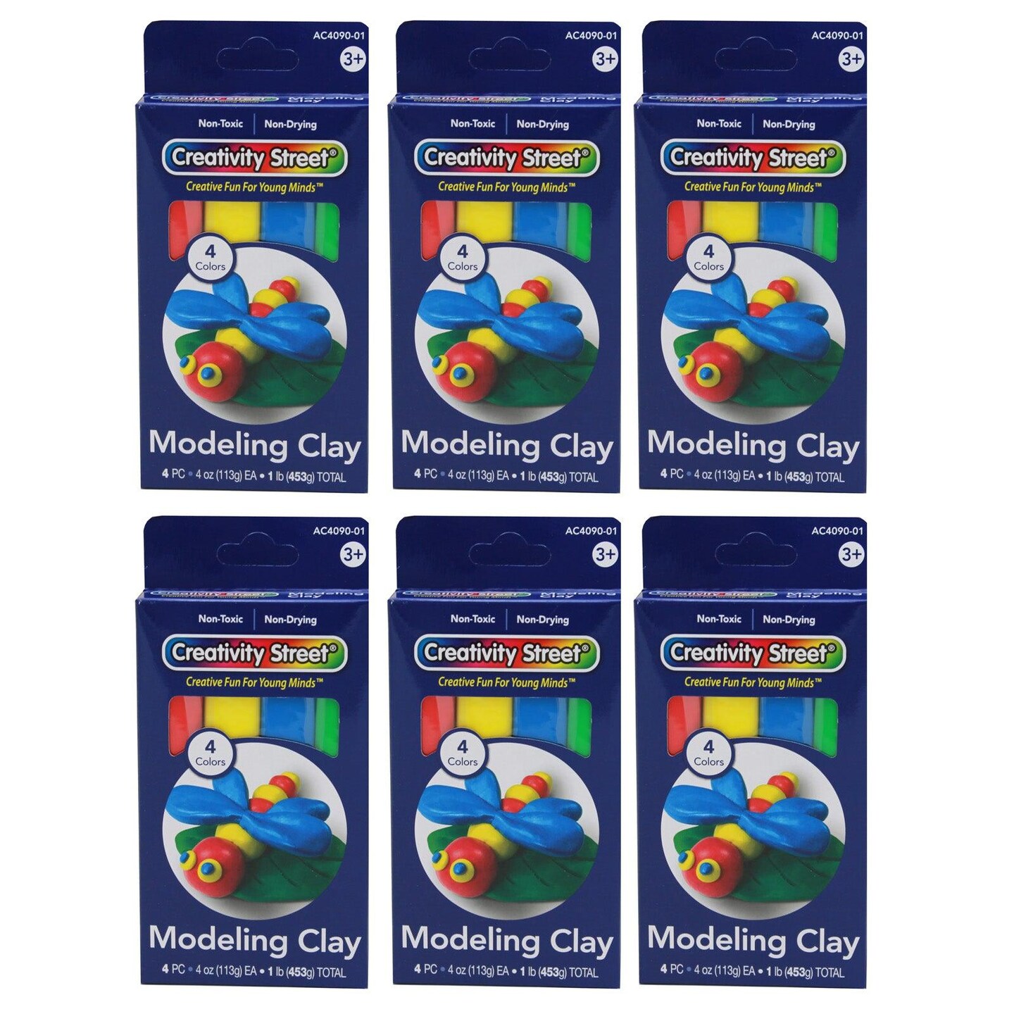 Modeling Clay, 4 Assorted Primary Colors, 4 Sticks/1 lb. Per Pack, 6 Packs