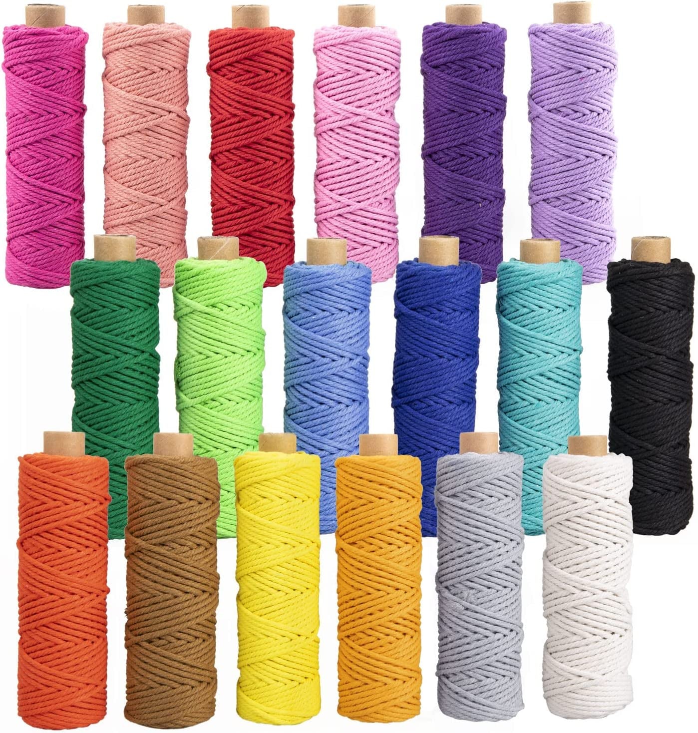 Macrame Cord 3Mm X 594 Yards, 18 Rolls Natural Colored Macrame Cotton