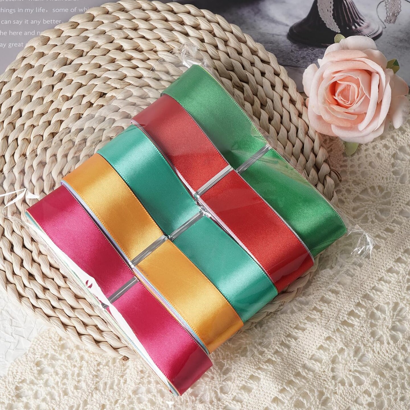 Solid Satin Ribbon Ribbons Assorted 40 Yards Craft Bow Party Decoration Packing Ribbons (Mix, 1"(25mm))