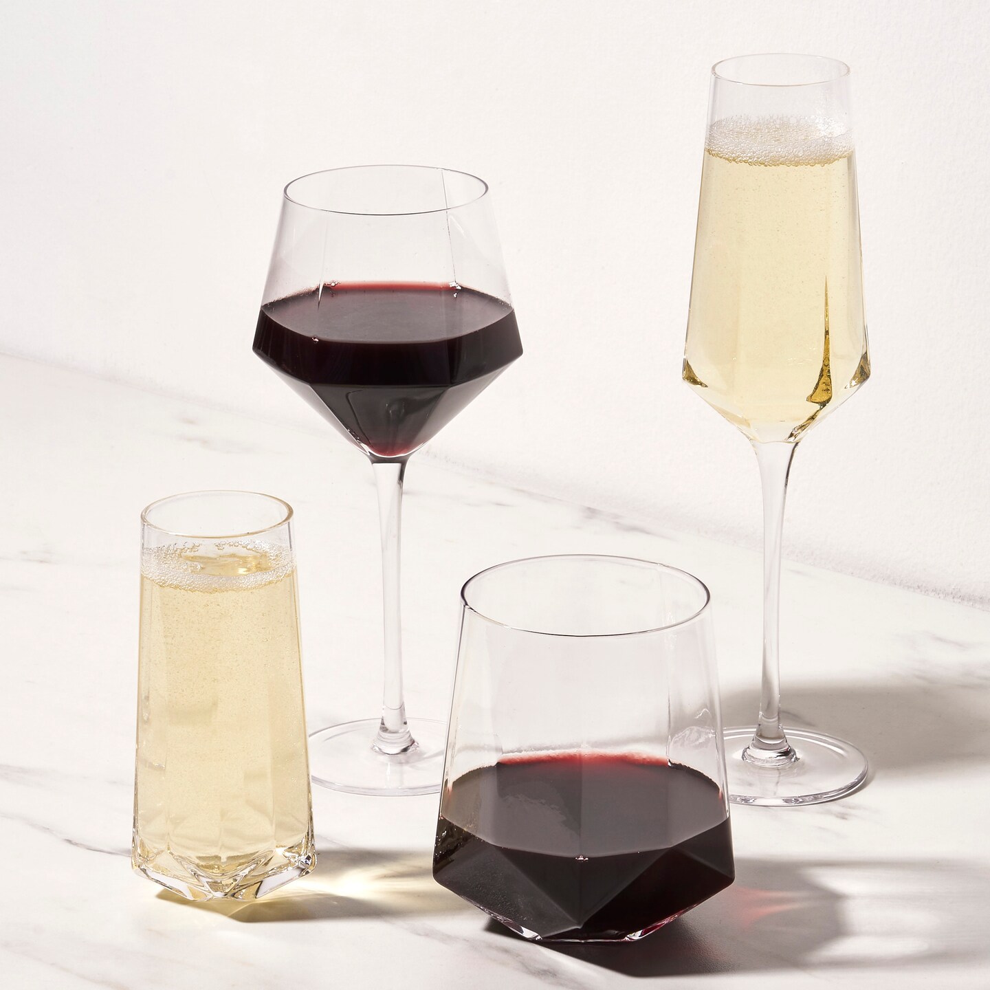 Seneca Crystal Faceted Wine Glasses 