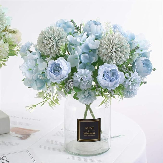 Artificial Flower Bunches, Fake Peony Silk Hydrangea Bouquet, Table Wedding Decor, Faux Flower Arrangements