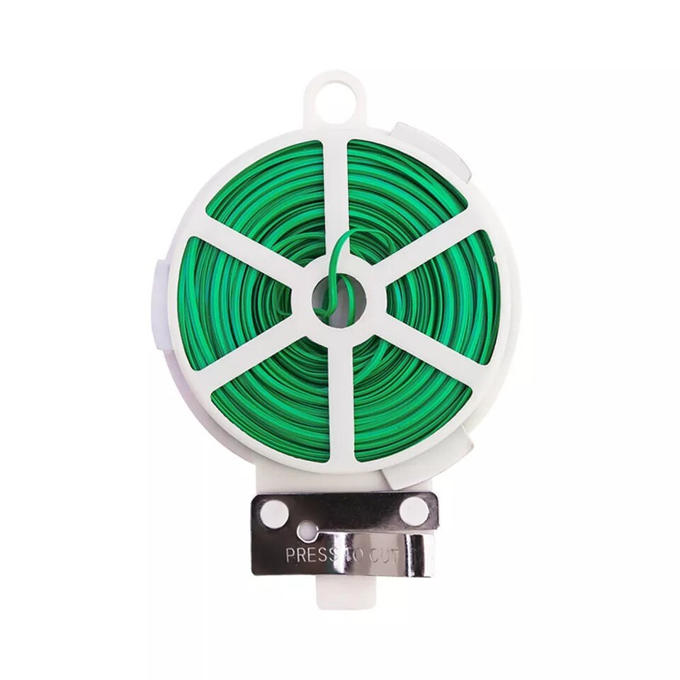 328FT Green Twist Tie Wire Roll with Cutter for Kitchen, Gardening, and Plants