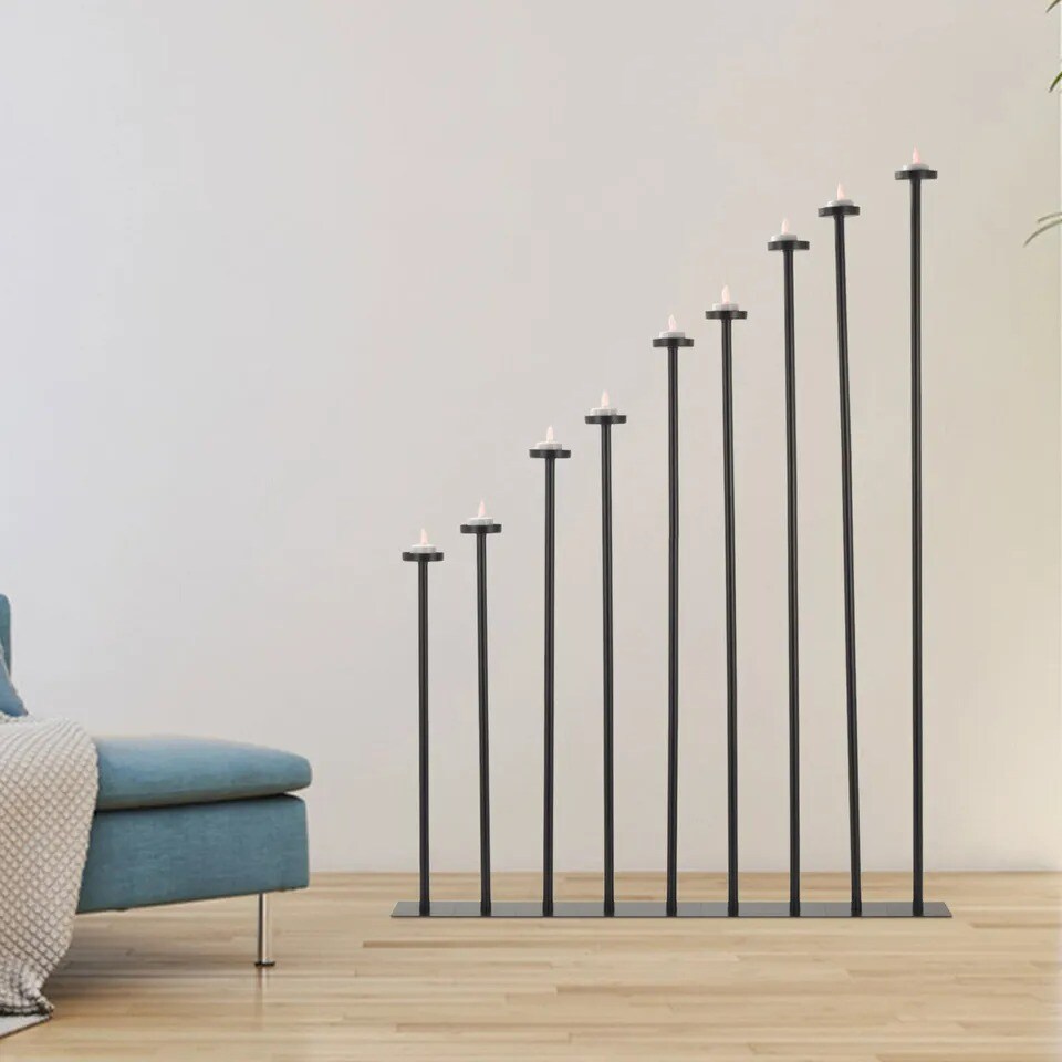 9Pcs Black Tall Floor Candle Holders DIY Candelabra Freestanding Candlestick