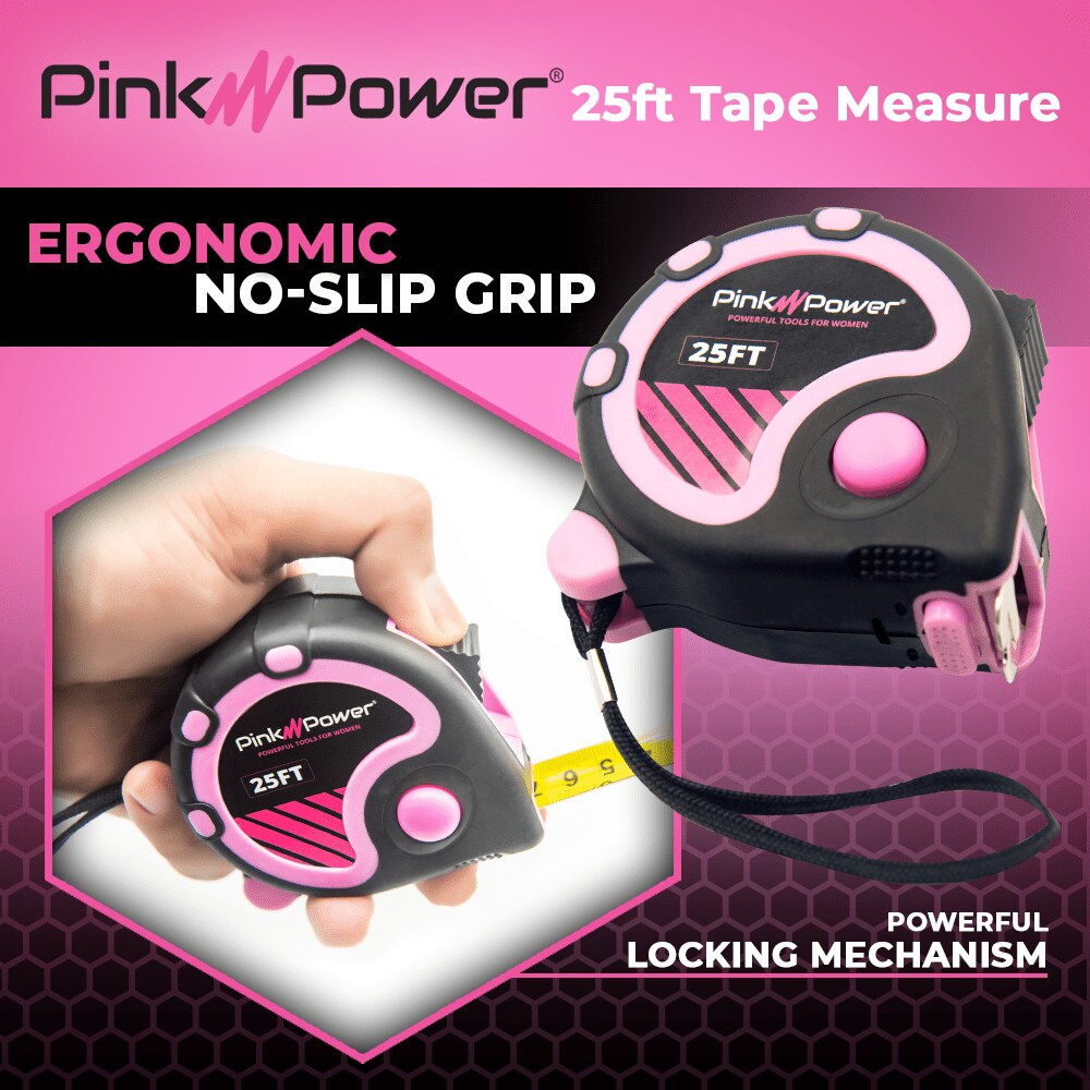 Pink Power 25ft. Pink Retractable Tape Measure