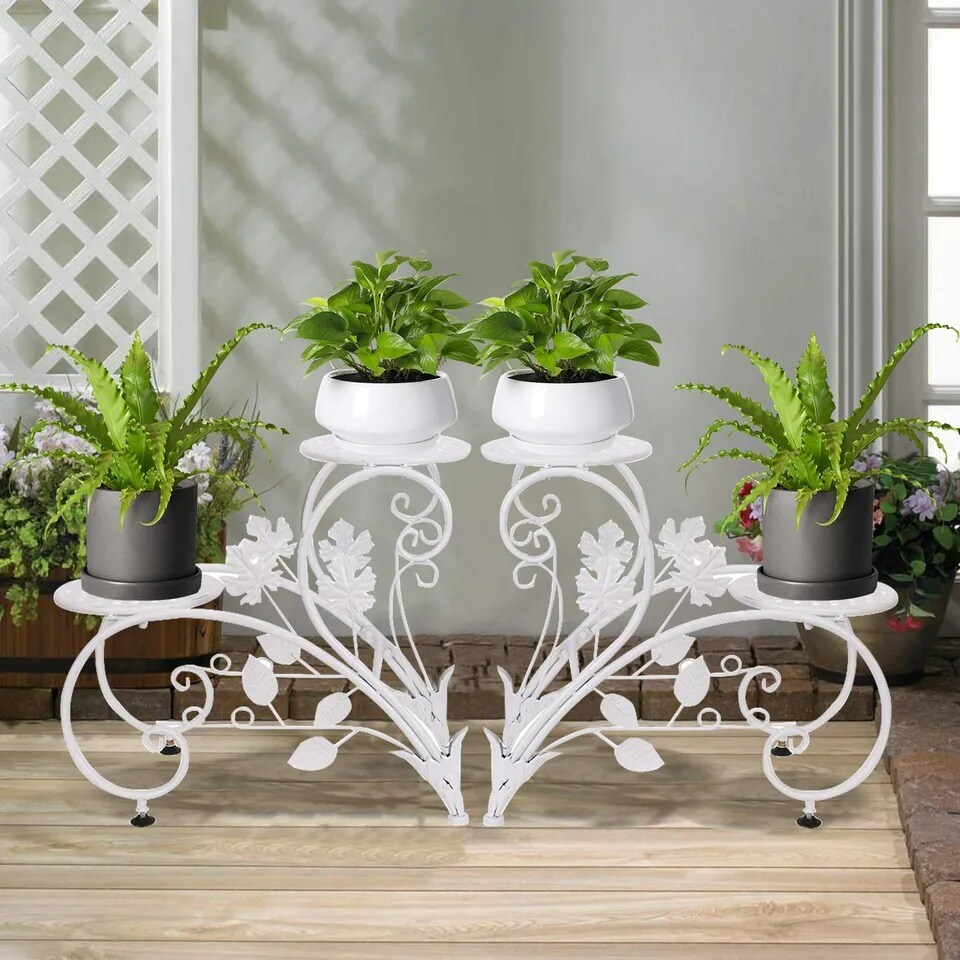 Set Of 2 DIY Matching Plant Stand Entryway Garden Wedding Flower Shelf Rack Deco