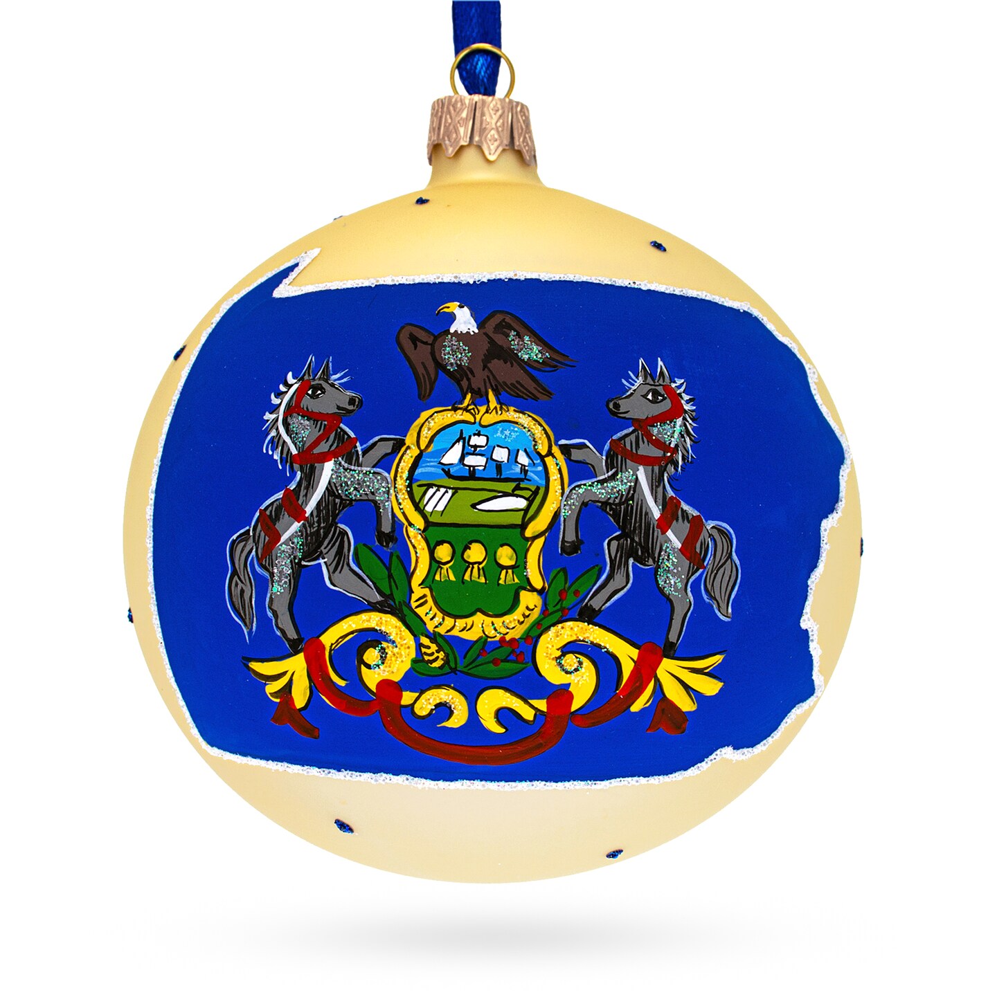 Pennsylvania State, USA Glass Ball Christmas Ornament 4 Inches