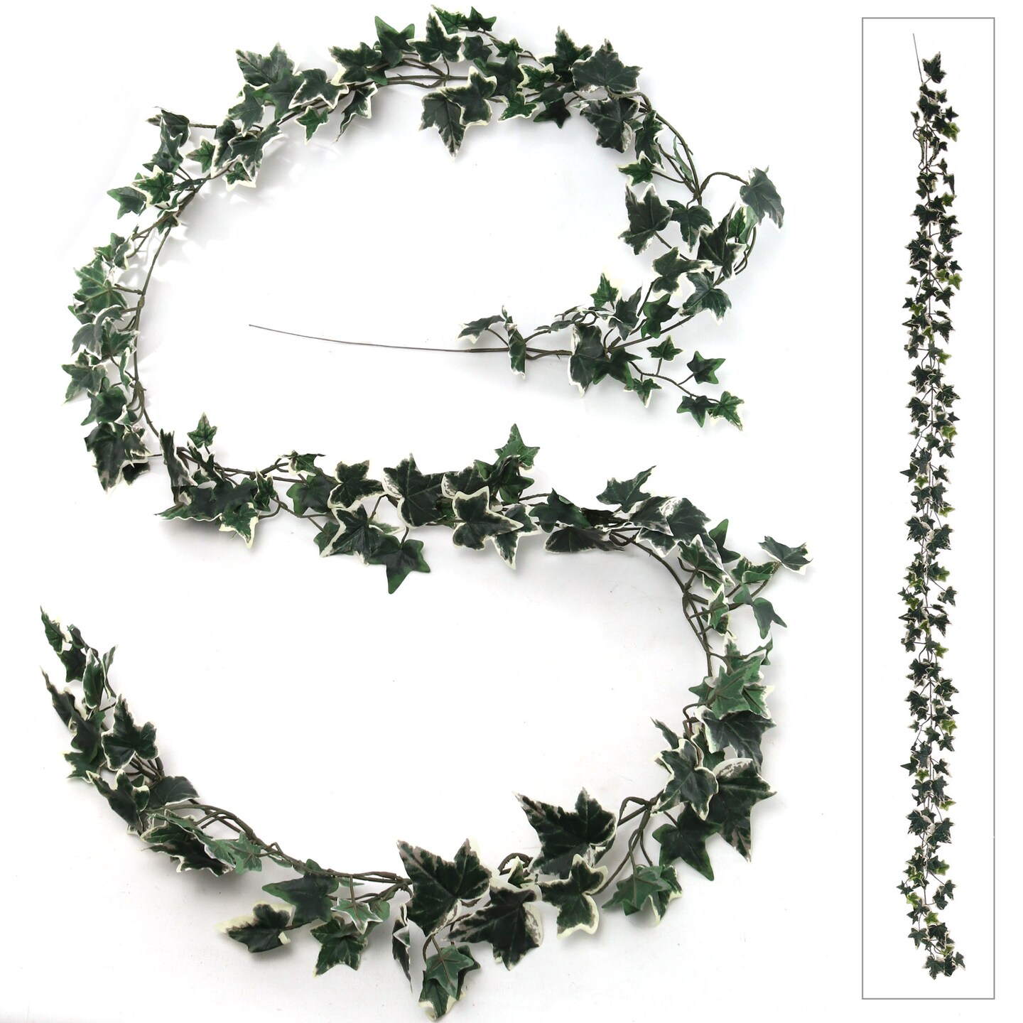 Lush 6&#x27; Variegated English Ivy Garland with 185 Leaves &#x2013; Perfect for Home Decor, Weddings, and Festive Occasions