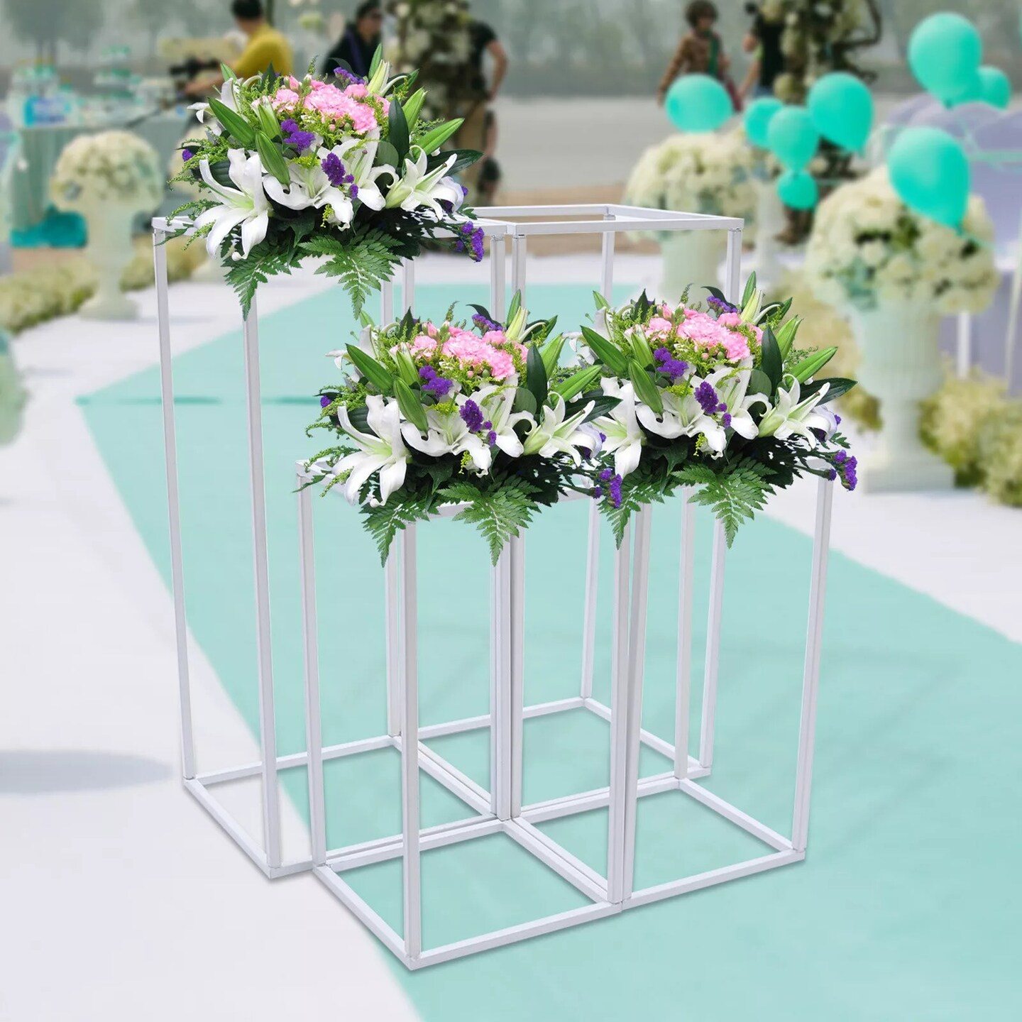 4pcs Metal Geometric Flower Rack Vase Column Floor Stand Wedding Centerpiece
