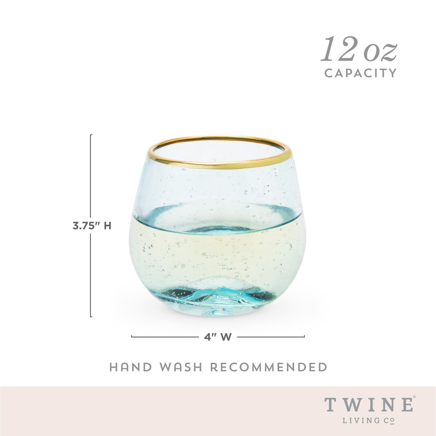 Aqua Bubble Stemless Wine Glass Set