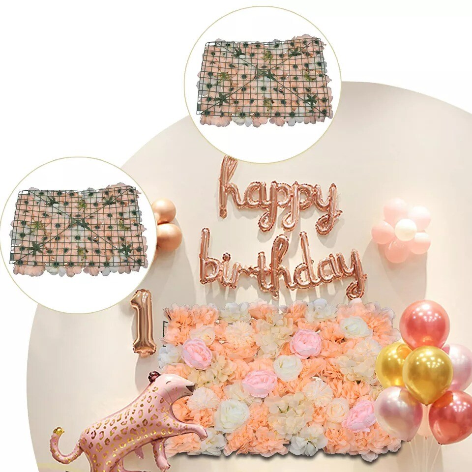 6Pcs Wedding Artificial Dark Champagne Flower Wall Panels Backdrop Venue Decor