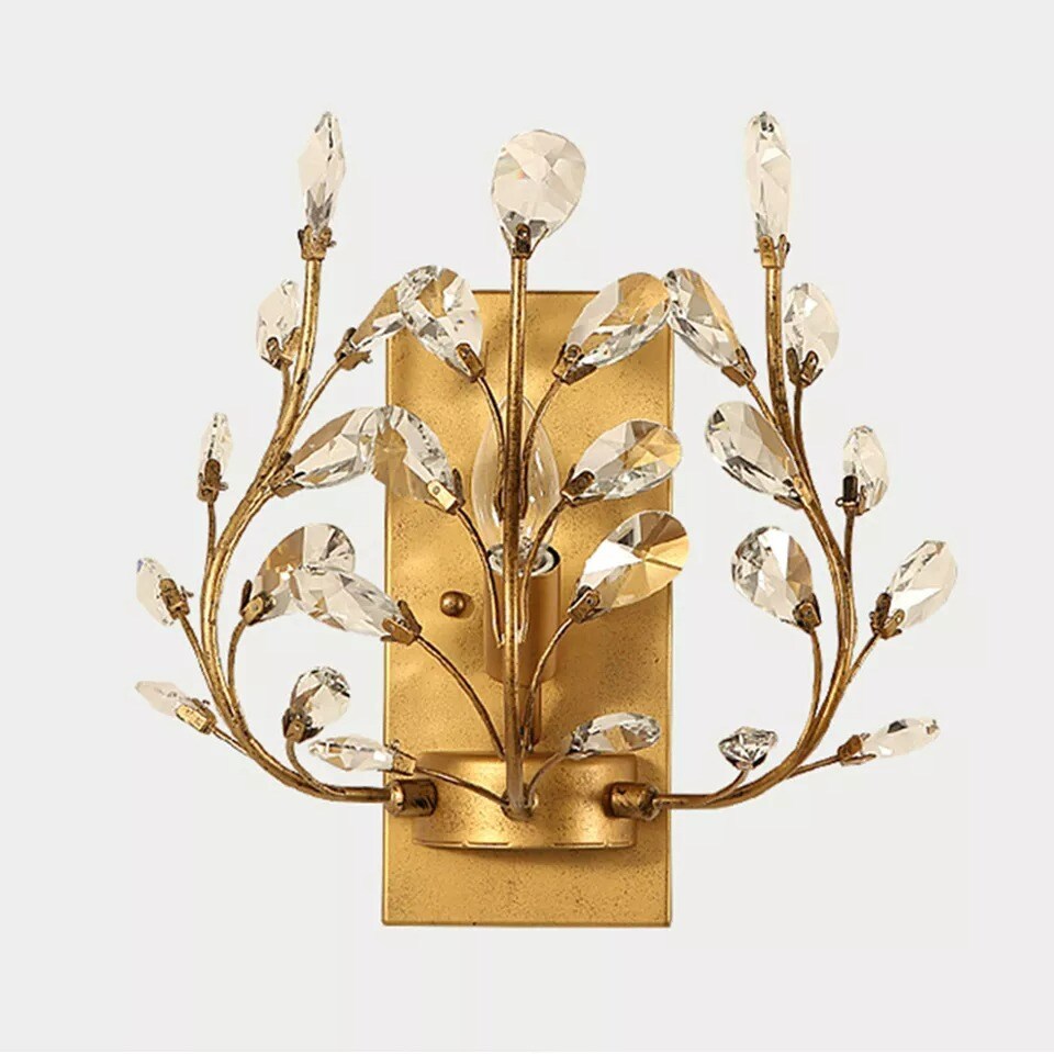 Luxury Crystal Wall Light Modern Gold Home Wall Sconce Lighting Fixture Bedroom