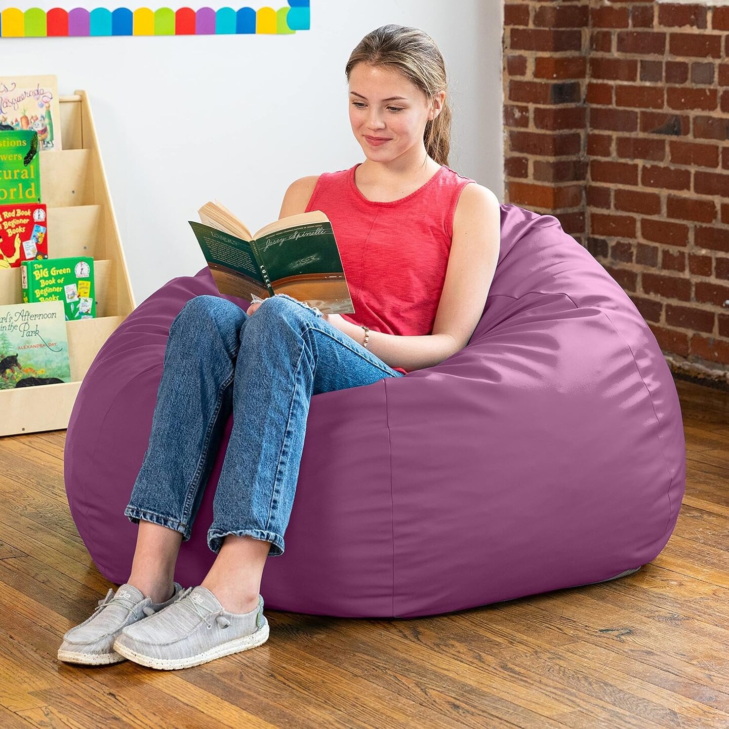 Gumdrop Jr. Kids Bean Bag for Early Childhood &#x26; Educational Environments, Premium Vinyl - Turquoise