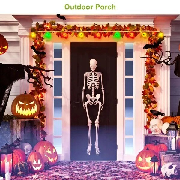 50LED Halloween String Lights Skeleton Skull Party Decor Fairy Battery Lights
