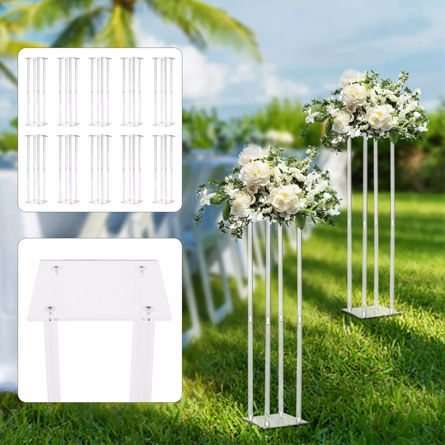 10Pcs Flower Stand Acrylic Column Acrylic Wedding Centerpieces Table Decor 31.5&#x22;