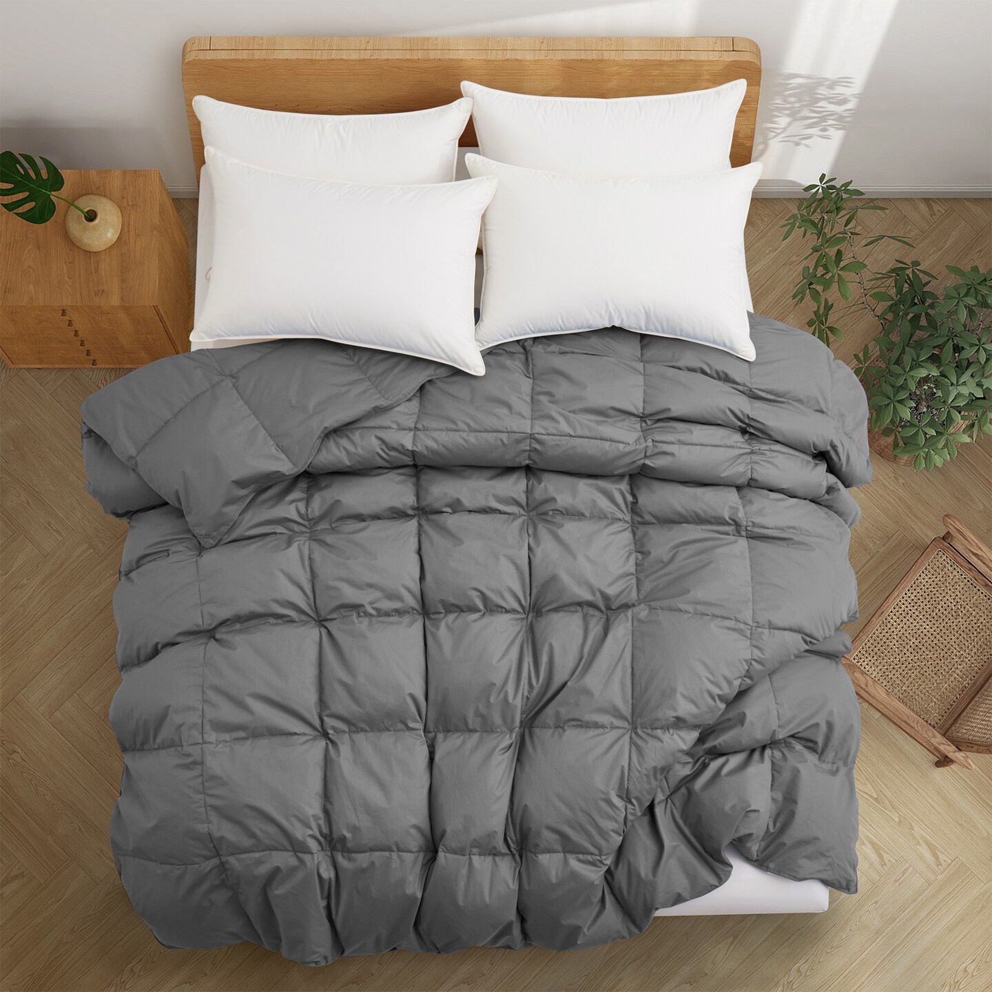 Peace Nest Goose Down Feather Fiber Comforter - Organic Cotton Cover for Soft Breathable Comfort