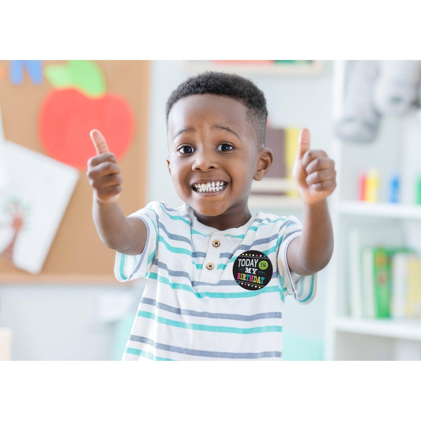 Chalkboard Brights Happy Birthday Wear &#x27;Em Badges, 32 Per Pack, 6 Packs