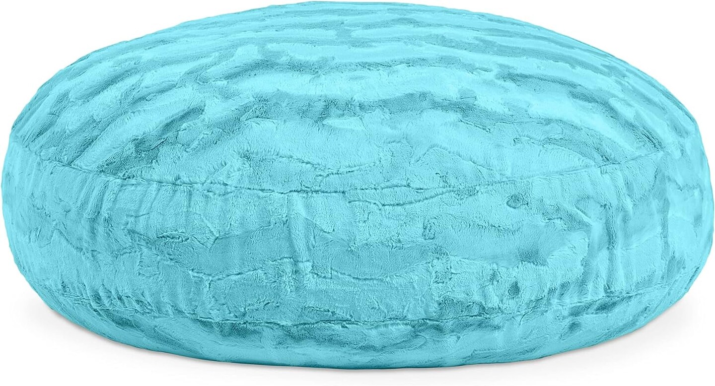 Cocoon 4 Foot Bean Bag Chair - Faux Fur, Maui Turquoise