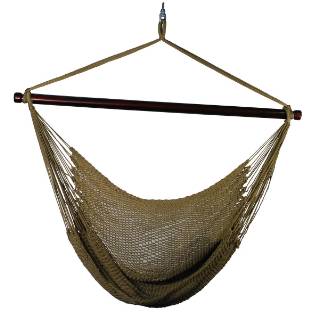 The Hamptons Collection 48" Brown Caribbean Outdoor Hanging Rope Hammock Chair