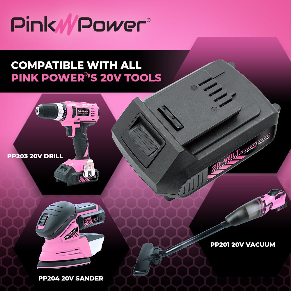 Pink Power 20V Lithium Ion Replacement Battery