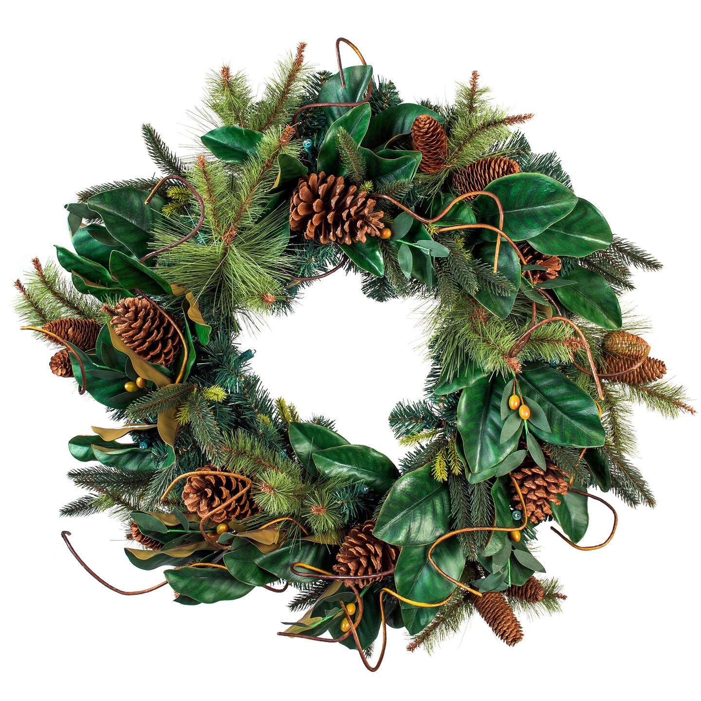 30 in. Holiday Wreath with Lights - Magnolia Leaf