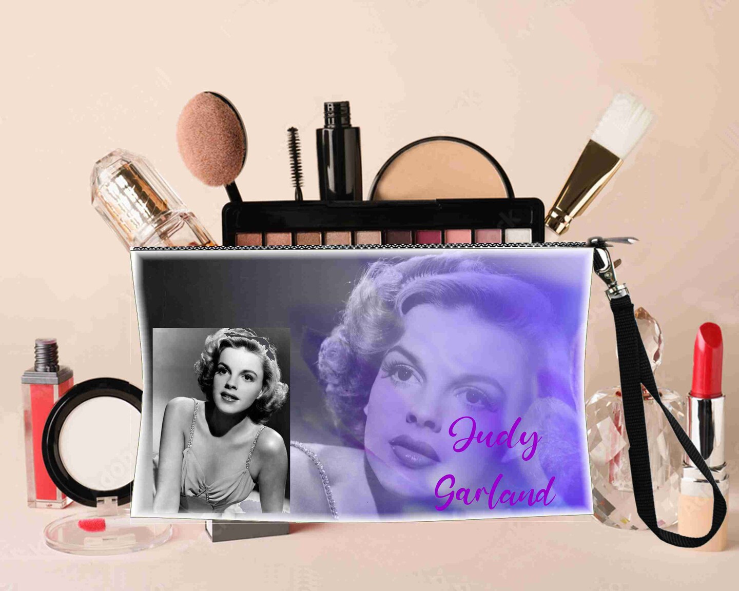 Judy Garland Makeup Cosmetic Bags Zipper Closure all linen Bag