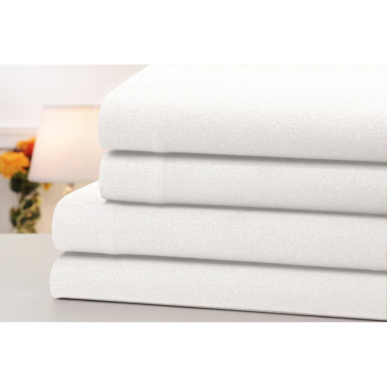 Bibb Home Solid Flannel 4 Piece Sheet Set 100% Cotton Warm Comfortable Various Sizes