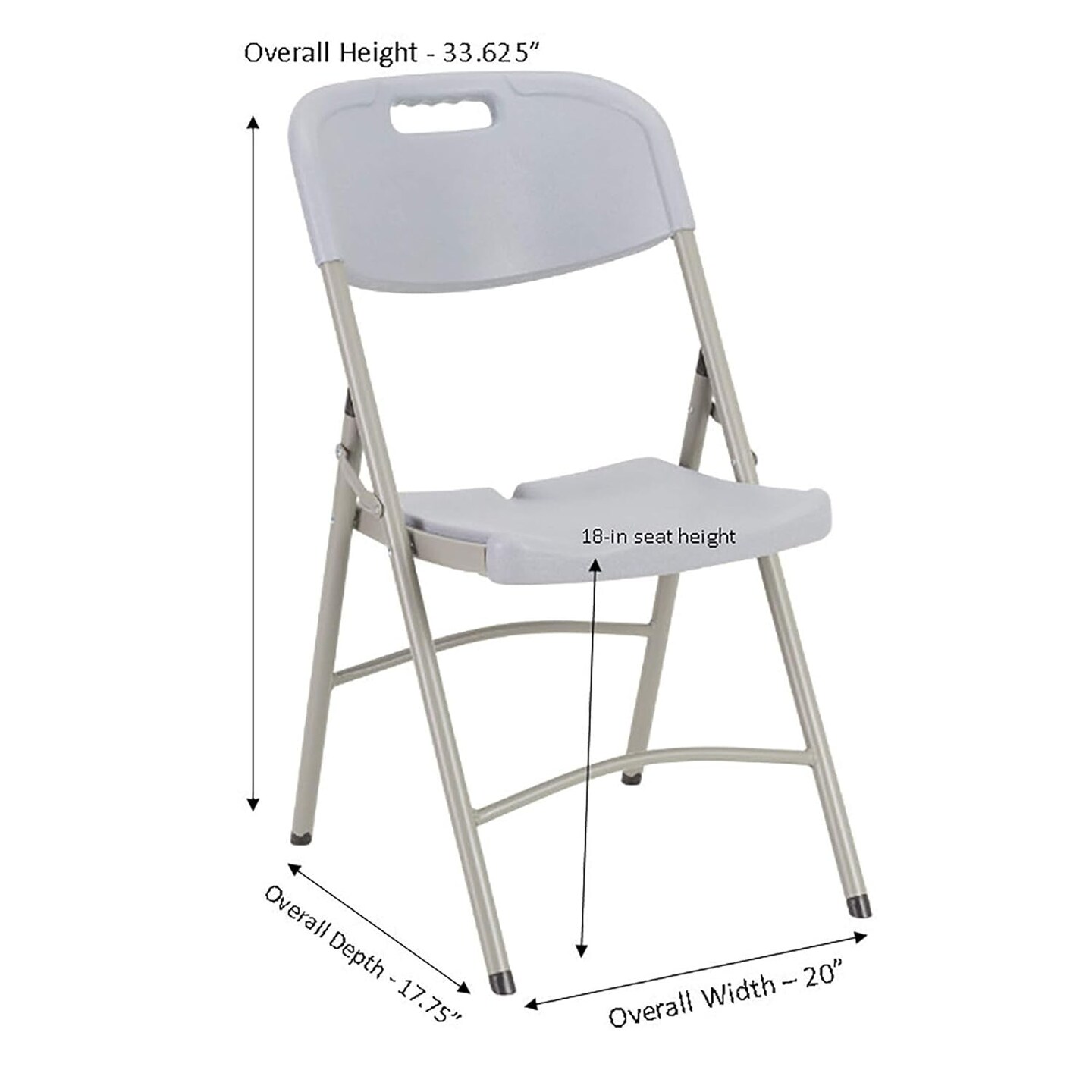 Blow-Molded Plastic Folding Chairs for Indoor/Outdoor Events, Commercial Event Chairs with 400-Lb. Weight Capacity, Set of 4, Gray