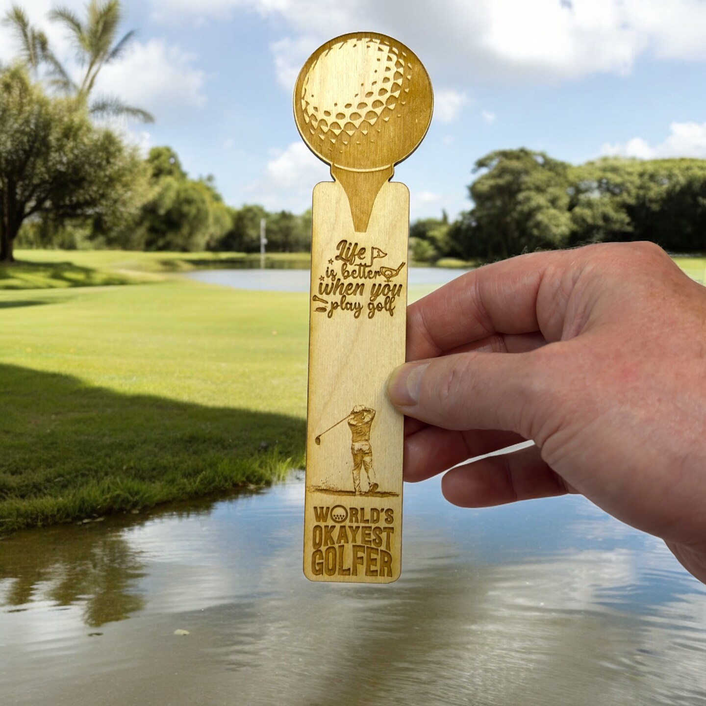 Bookmark - Worlds okayest golfer - birch wood Bookmark - Worlds okayest golfer - birch wood