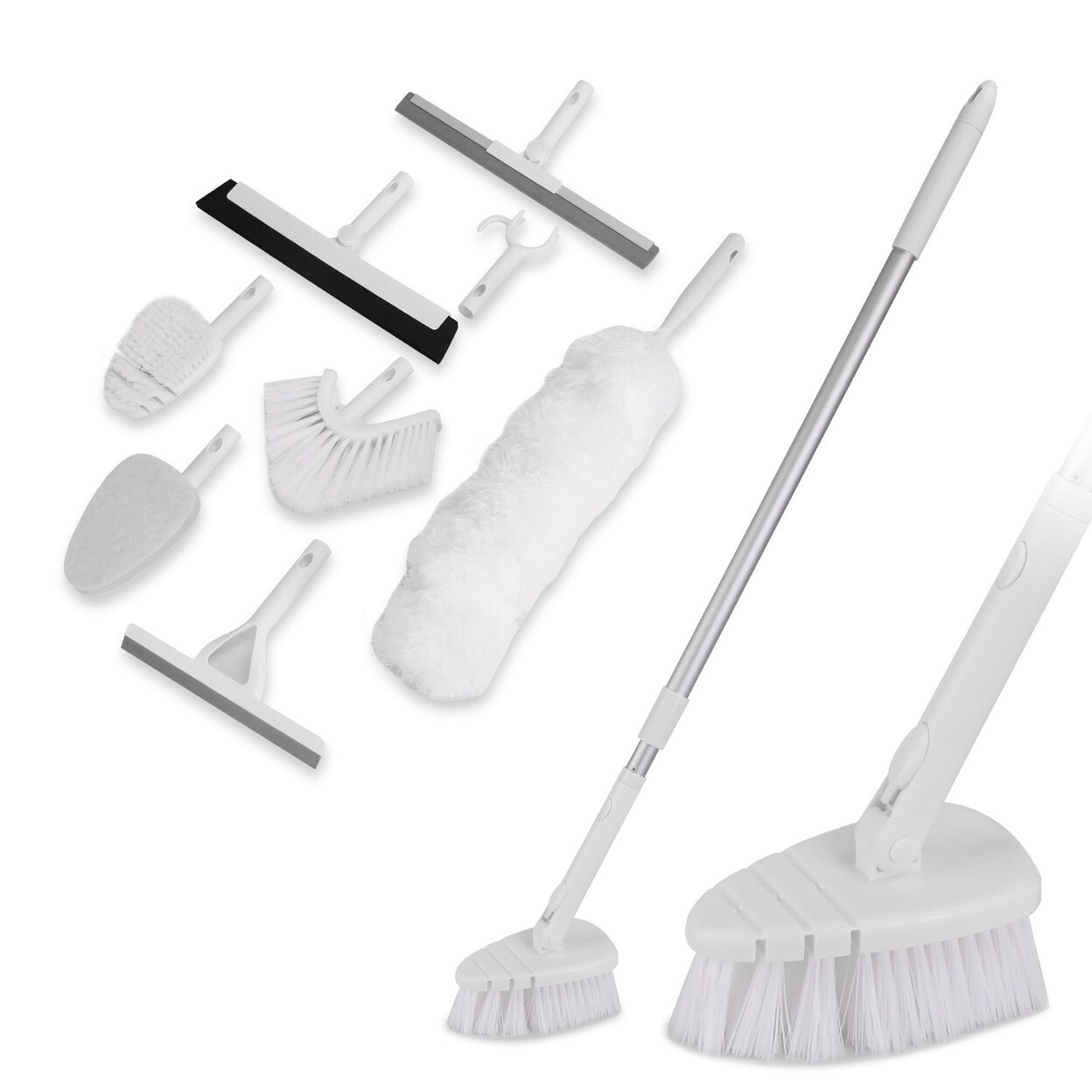 Tub And Tile Scrubber Cleaning Brush With Long Handle Length Adjustable Rod Shower Cleaning Brush With Sponge Hard