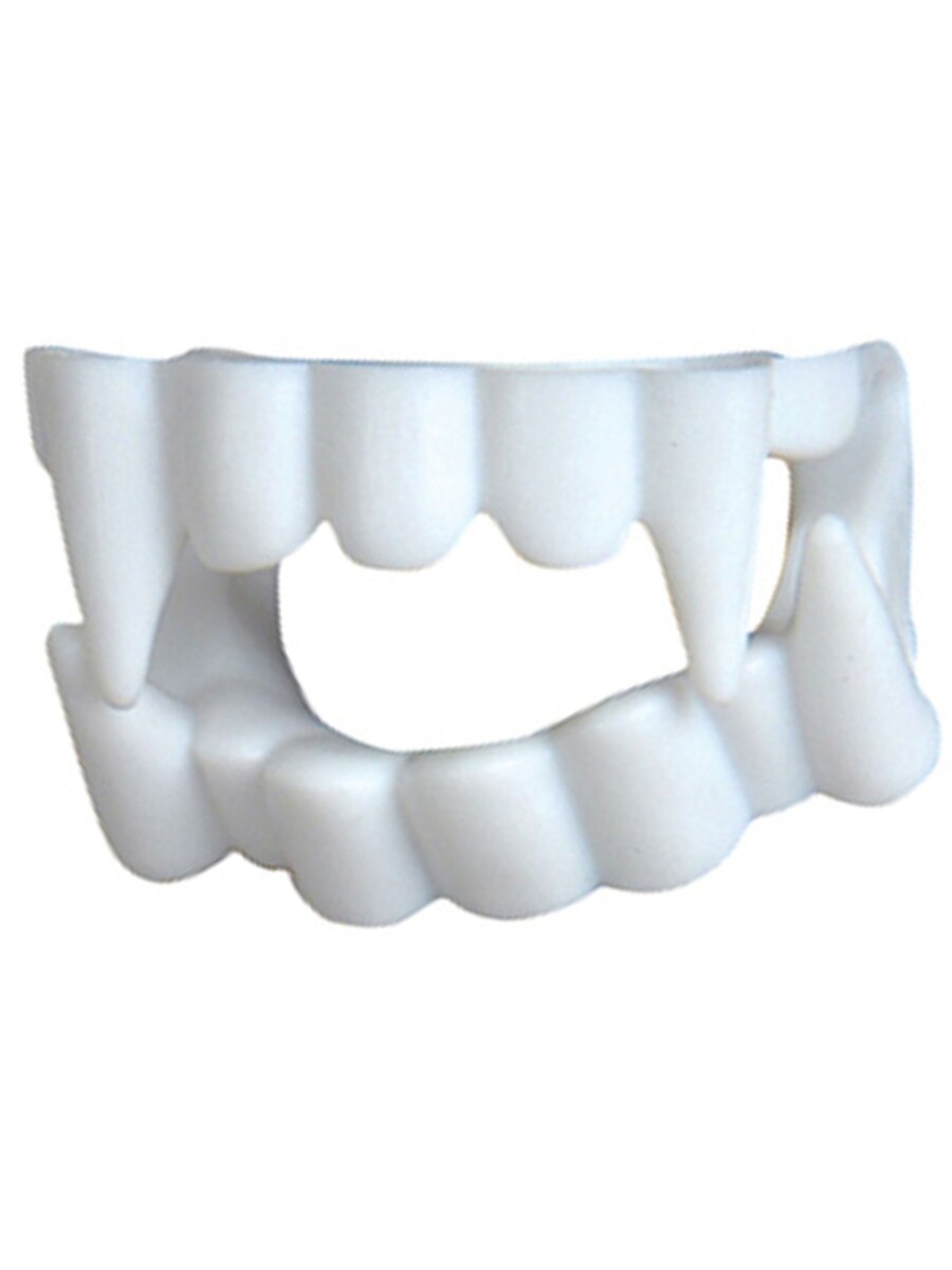 White Economy Plastic Costume Accessory Vampire Werewolf Fangs Teeth Kit