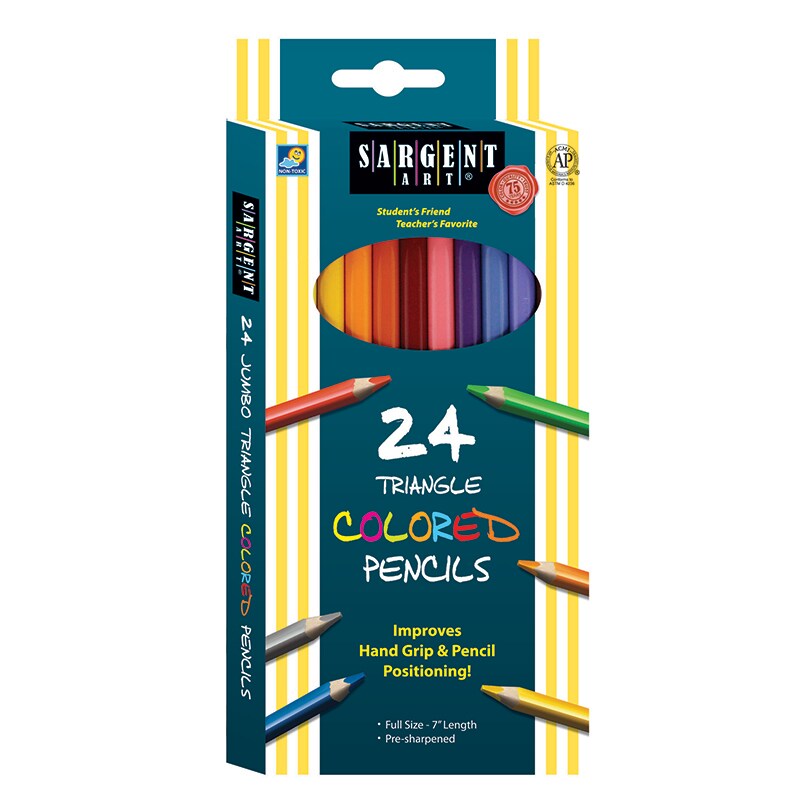 Triangle Colored Pencils, 7&#x22;, 24 Per Pack