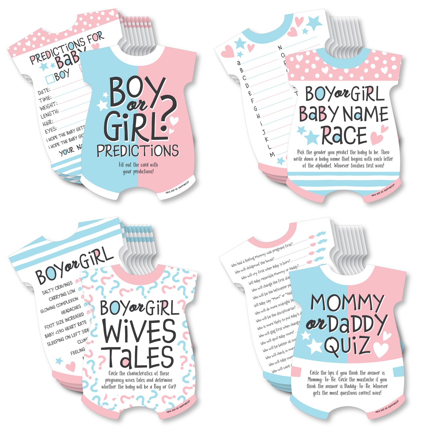 Big Dot of Happiness Baby Gender Reveal - 4 Team Boy or Girl Party Games -  10 Cards Each - Gamerific Bundle | Michaels