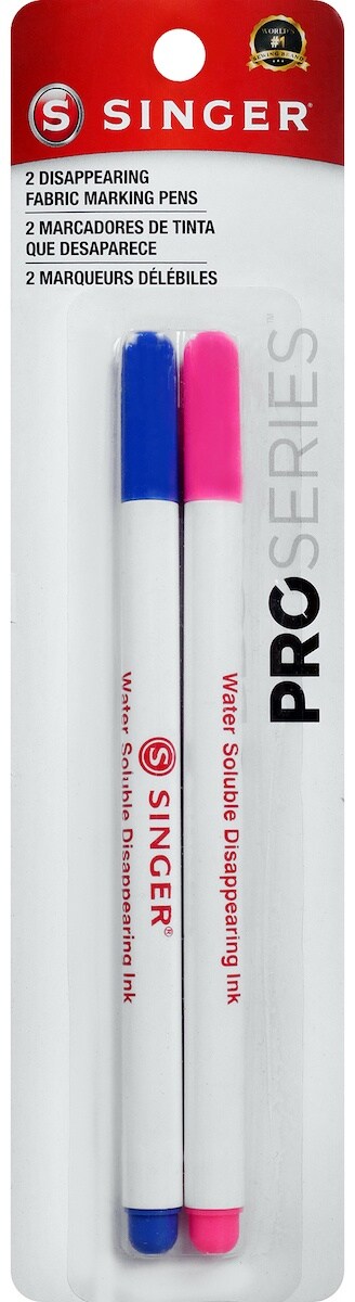 SINGER QuiltPro Disappearing Fabric Marking Pens - Fine-Pink & Blue 2/Pkg