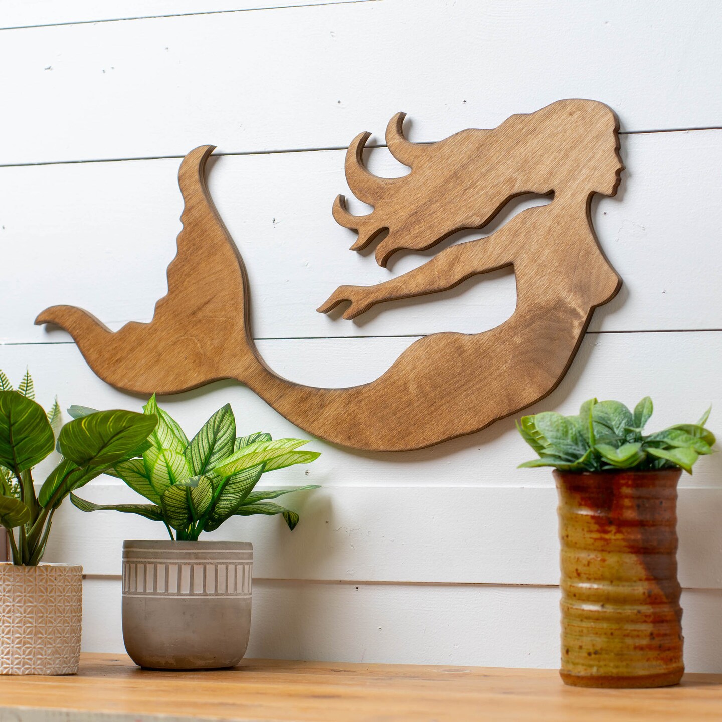 25 in. Unfinished Wooden Mermaid