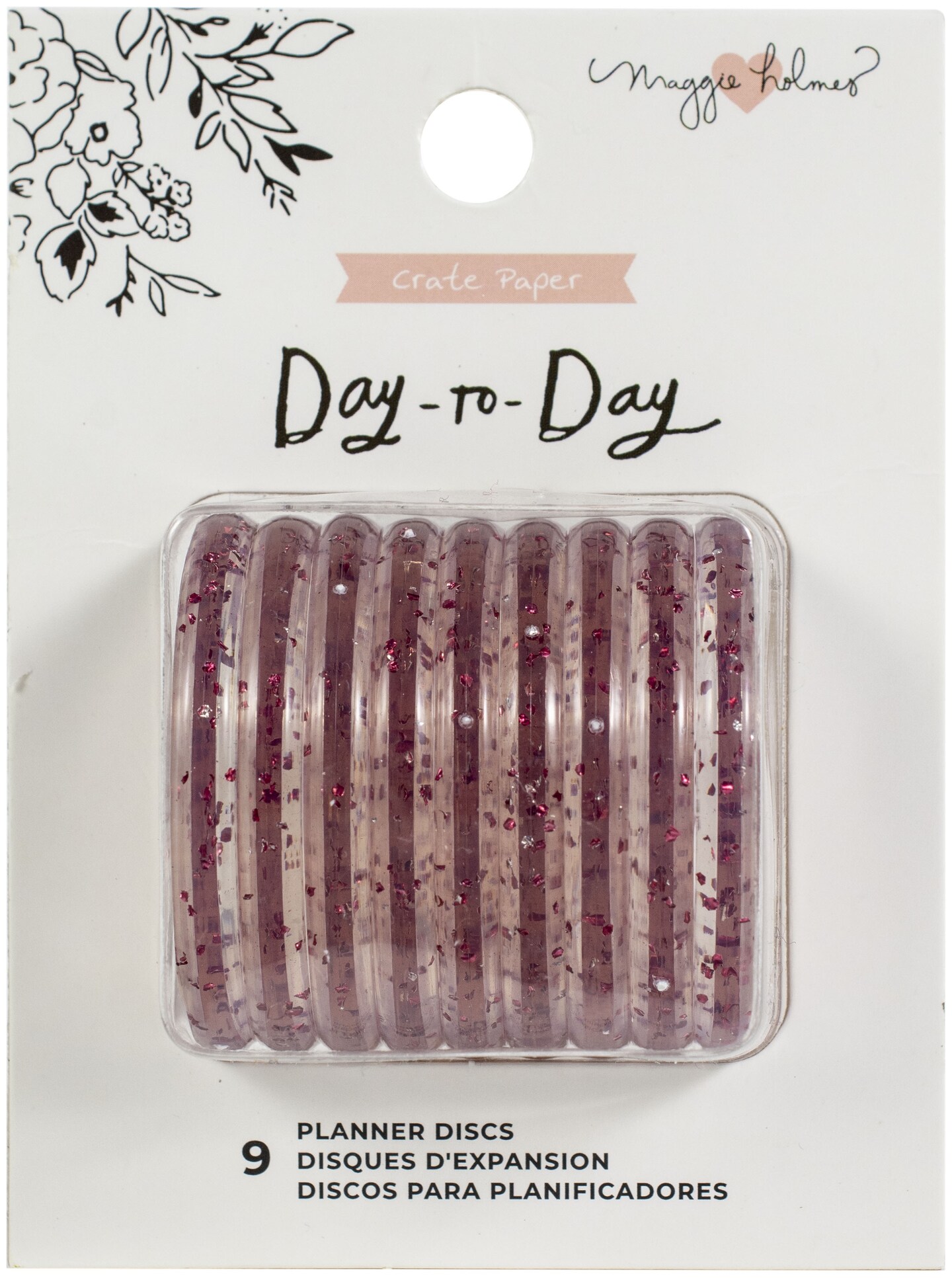 Maggie Holmes Day-To-Day Planner Discs 1.75&#x22; 9/Pkg-Pink Glitter
