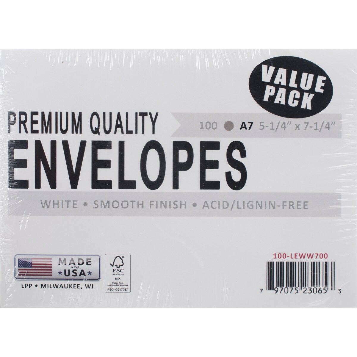 Leader A7 Envelopes (5.25&#x22;X7.25&#x22;) 100/Pkg-White