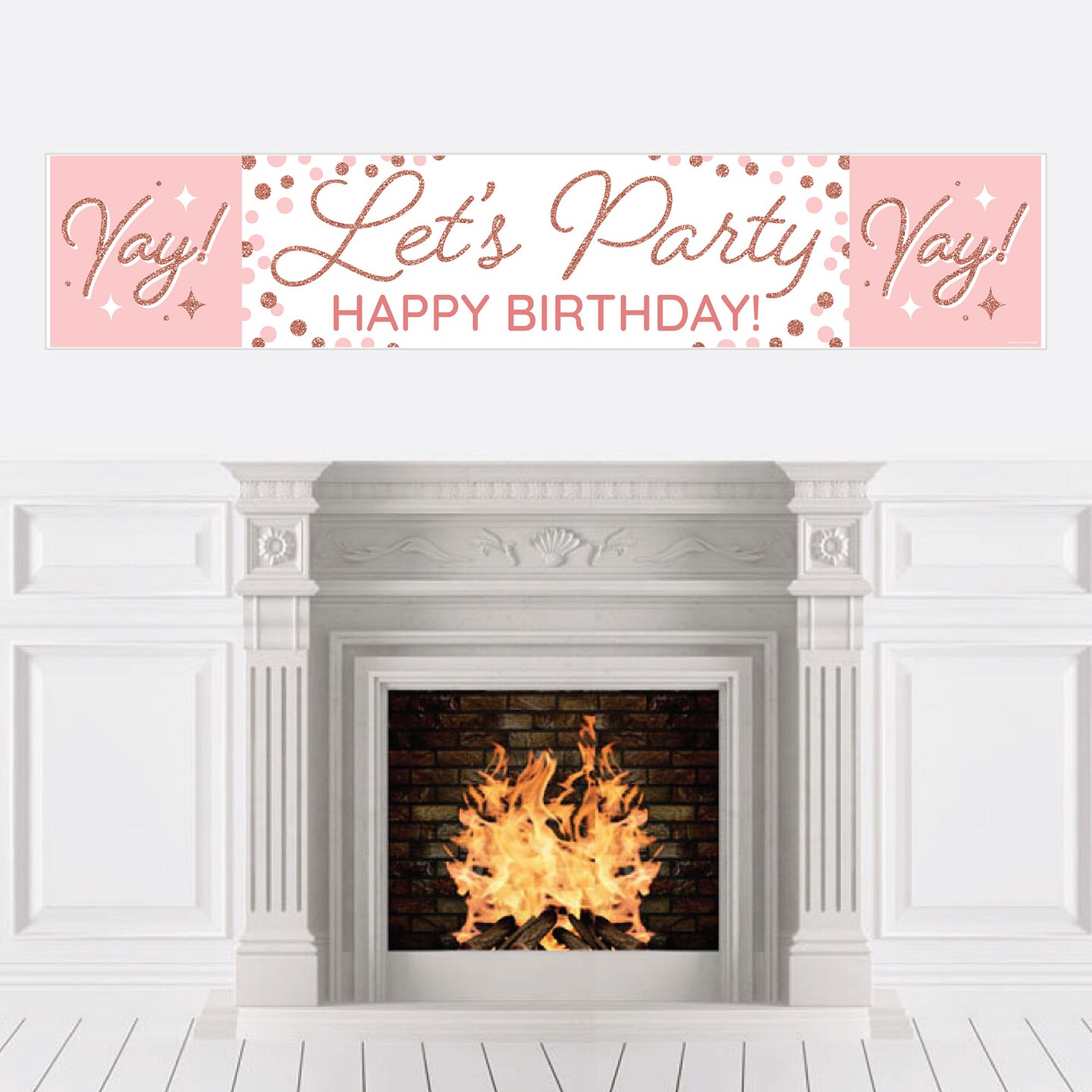Big Dot of Happiness Pink Rose Gold Birthday - Happy Birthday Decorations Party Banner